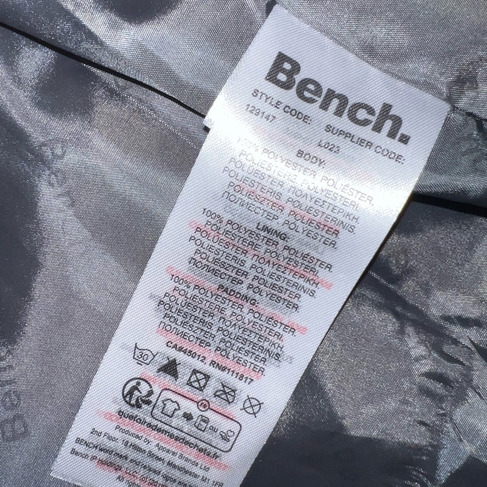 Bench Men's Charcoal Dark Grey Puffer Jacket NWT Size M - Picture 6 of 6